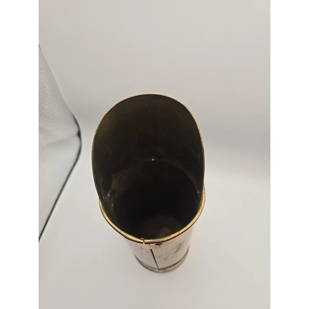 Vintage Copper Brass Coal Ash Scuttle‎ Bucket Scoop Long Match Holder Patina